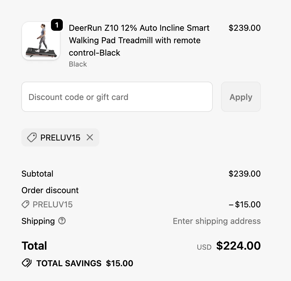 Use Discount Code PRELUV15 for $15 OFF Sitewide at deerruntreadmill.com